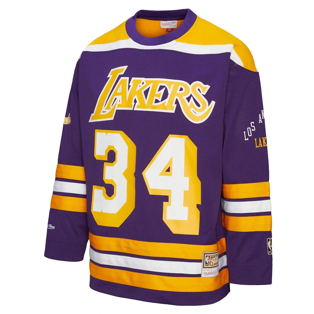 Shaquille O'Neal Los Angeles Lakers Mitchell & Ness Unisex Maxxed Out Fashion Hockey Jersey - Purple