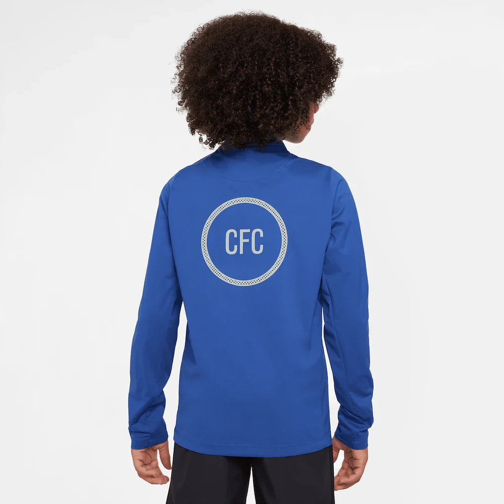 Chelsea Nike Youth 2025/26 Strike Drill Quarter-Zip Dri-FIT Long Sleeve Top - Blue