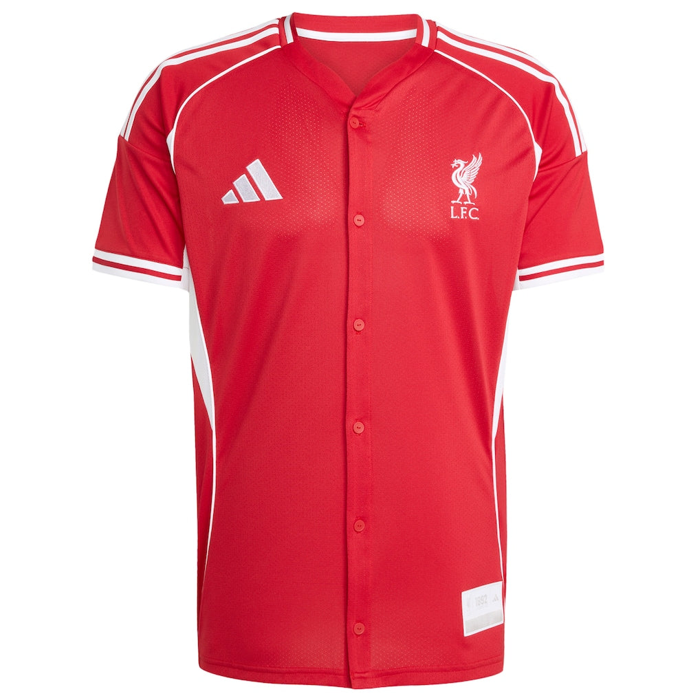 Liverpool adidas Full-Button Baseball Jersey - Red