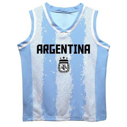 Lionel Messi Argentina National Team Vive La Fete Youth Painted Stripes Basketball Jersey - Light Blue