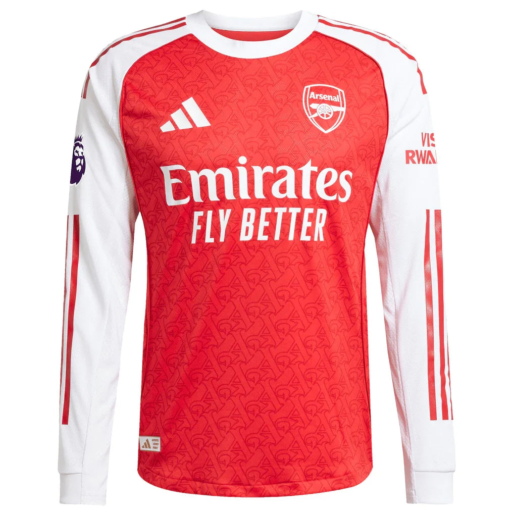 Arsenal adidas 2025/26 Home Authentic Long Sleeve Custom Jersey - Red