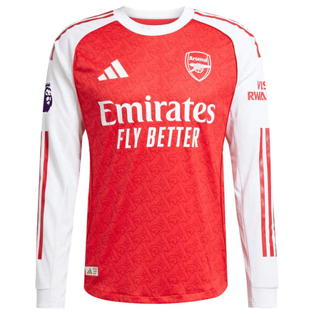 Arsenal adidas 2025/26 Home Authentic Long Sleeve Custom Jersey - Red