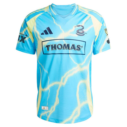 Milan Iloski Philadelphia Union adidas 2025 The Voltage Kit On-Field Authentic Jersey – Blue
