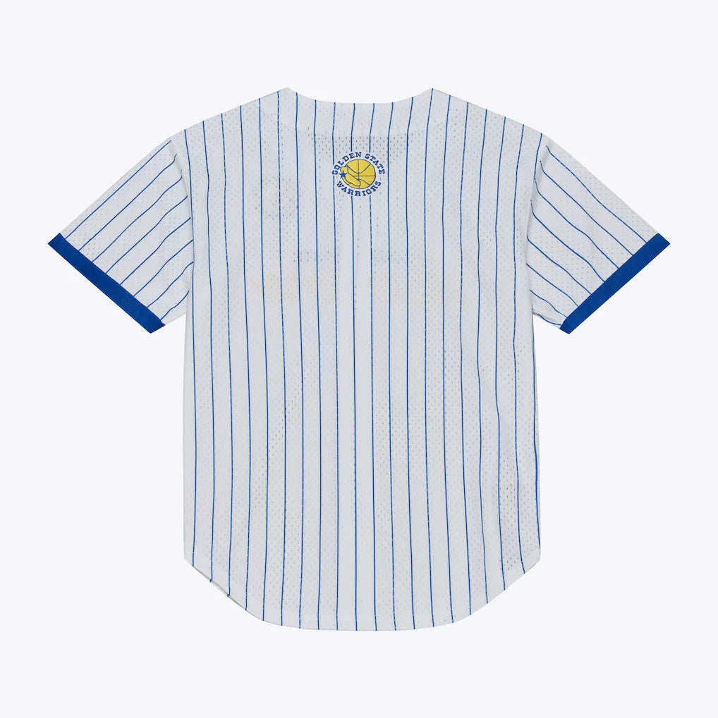Golden State Warriors Mitchell & Ness Head Coach Pinstripe Mesh Full-Button Baseball Jersey - White
