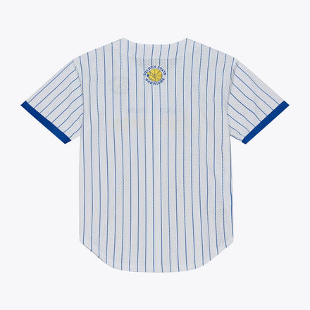 Golden State Warriors Mitchell & Ness Head Coach Pinstripe Mesh Full-Button Baseball Jersey - White