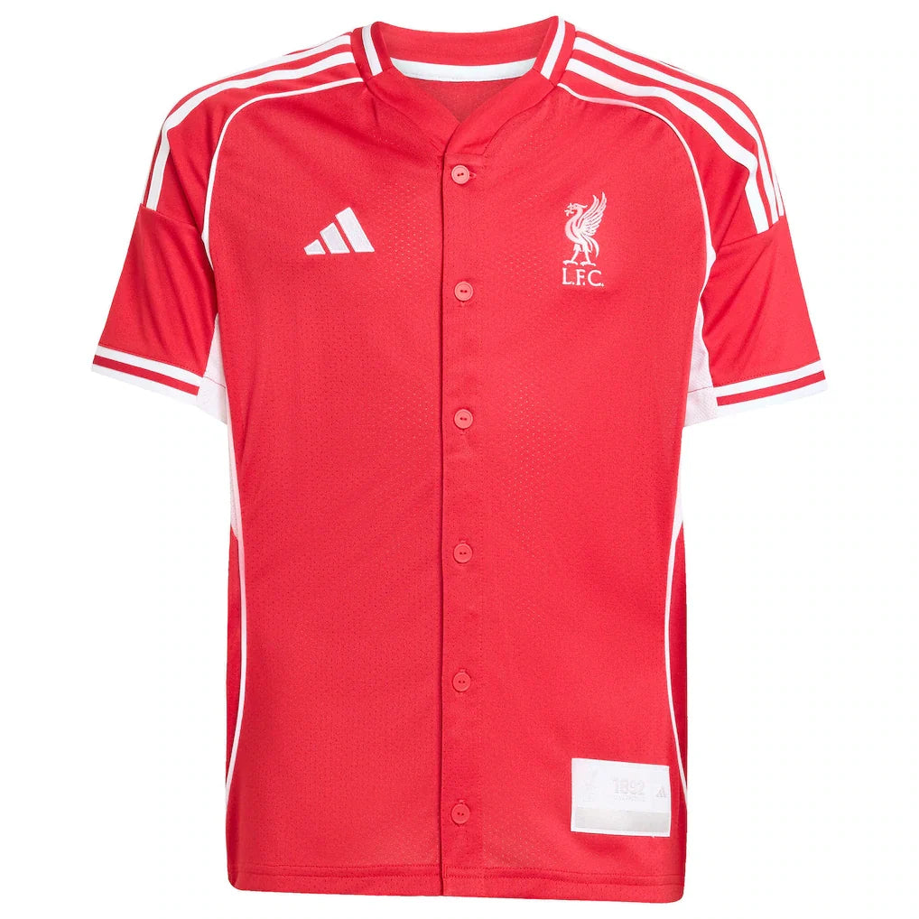 Liverpool adidas Youth Full-Button Baseball Jersey - Red