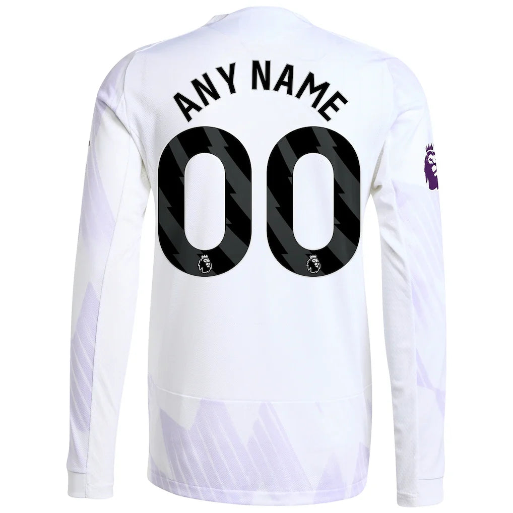 Manchester United adidas 2025/26 Away Authentic Long Sleeve Custom Jersey - White