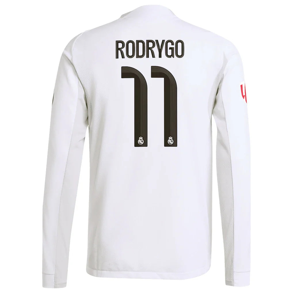 Rodrygo Real Madrid adidas 2025/26 Home Authentic Long Sleeve Jersey - White