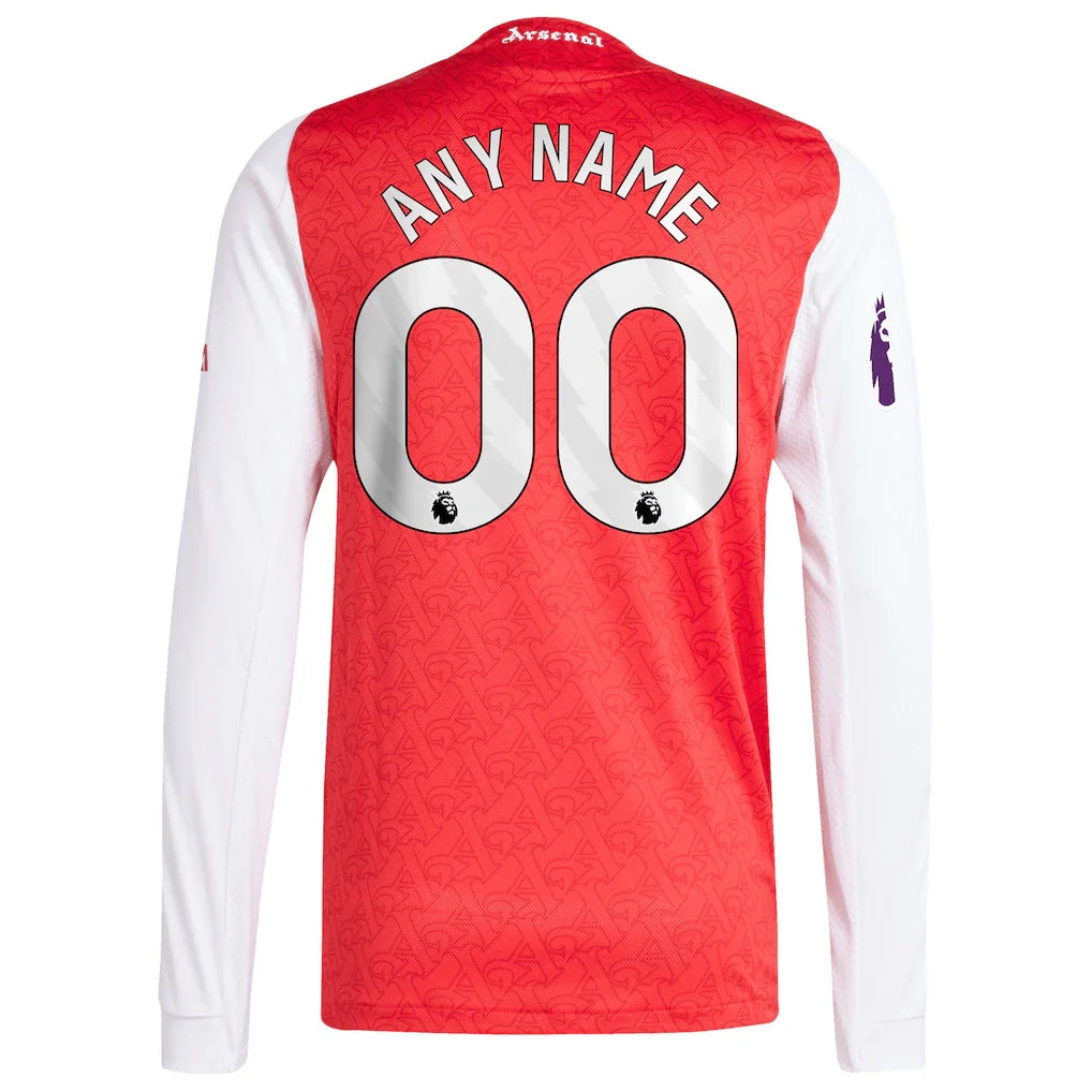 Arsenal adidas 2025/26 Home Authentic Long Sleeve Custom Jersey - Red