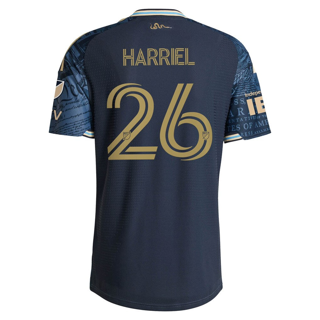 Nathan Harriel Philadelphia Union adidas 2026 1776 Kit On-Field Authentic Patch Jersey - Navy