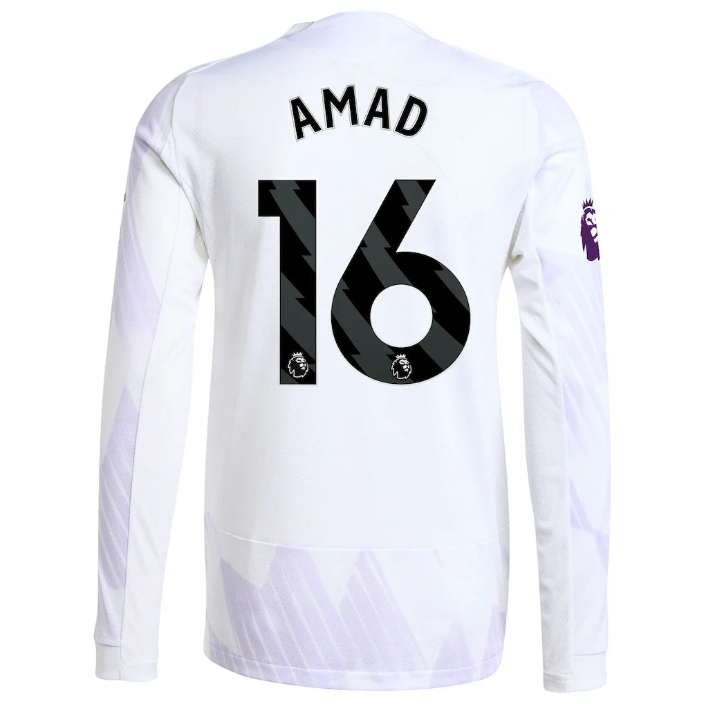 Amad Diallo Manchester United adidas 2025/26 Away Authentic Long Sleeve Player Jersey - White
