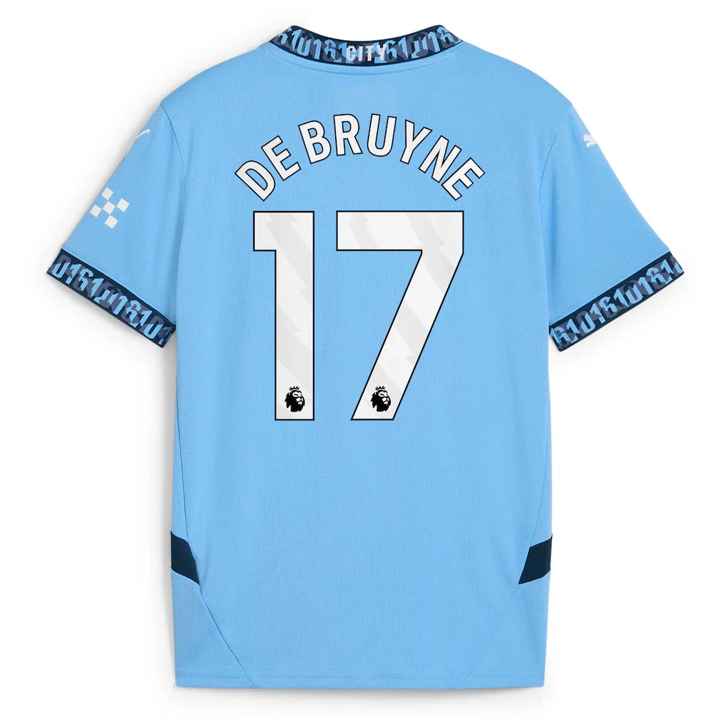Kevin De Bruyne Manchester City Puma Youth 2024/25 Home Replica Player Jersey - Light Blue