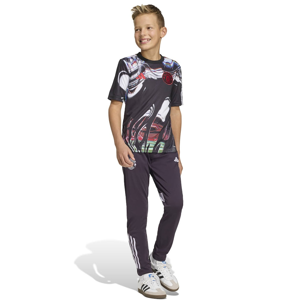 Manchester United adidas Youth 2025/26 Pre-Match Training Jersey - Black