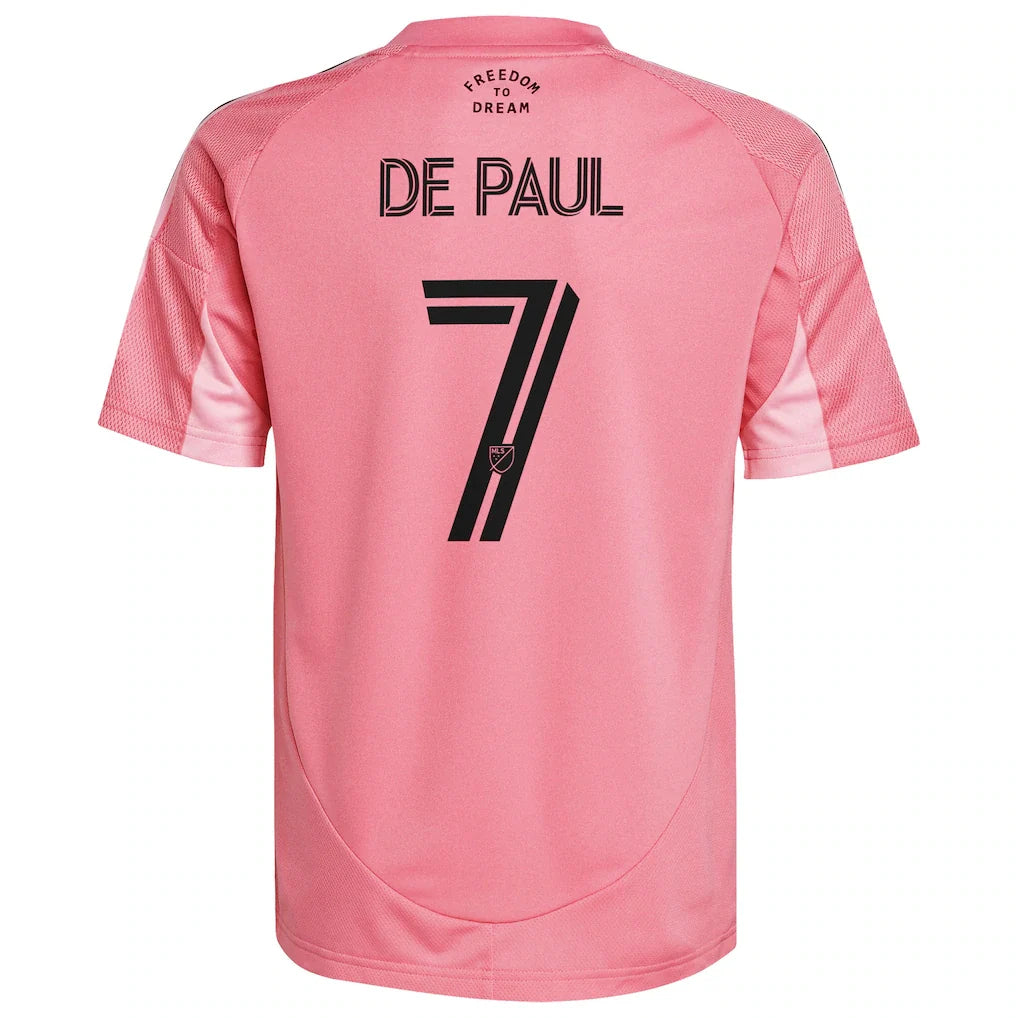 Rodrigo De Paul Inter Miami CF adidas Youth 2025 Euforia Replica Player Jersey - Light Pink