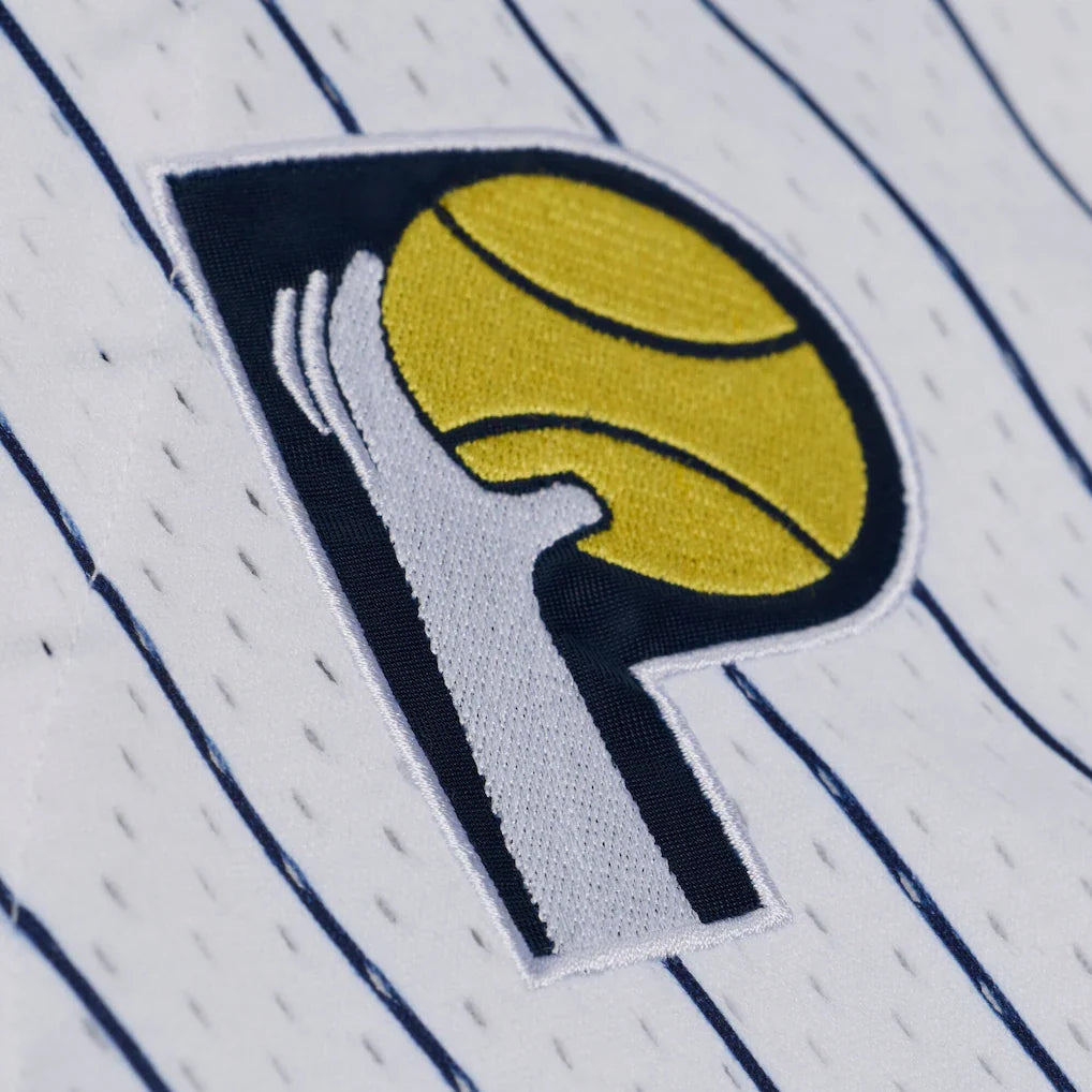 Indiana Pacers Mitchell & Ness Head Coach Pinstripe Mesh Full-Button Baseball Jersey - White