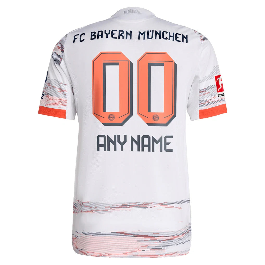 Bayern Munich adidas 2025/26 Away Authentic Custom Jersey - White