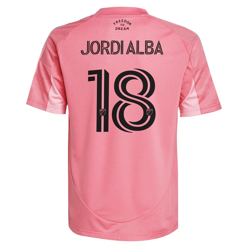 Jordi Alba Inter Miami CF adidas Youth 2025 Euforia Replica Player Jersey - Light Pink