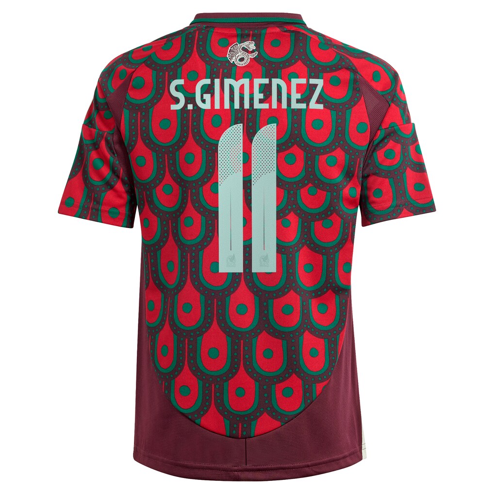Santiago Giménez Mexico National Team adidas Youth 2024 Home Replica Player Jersey - Burgundy