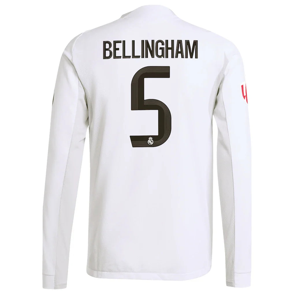 Jude Bellingham Real Madrid adidas 2025/26 Home Authentic Long Sleeve Jersey - White