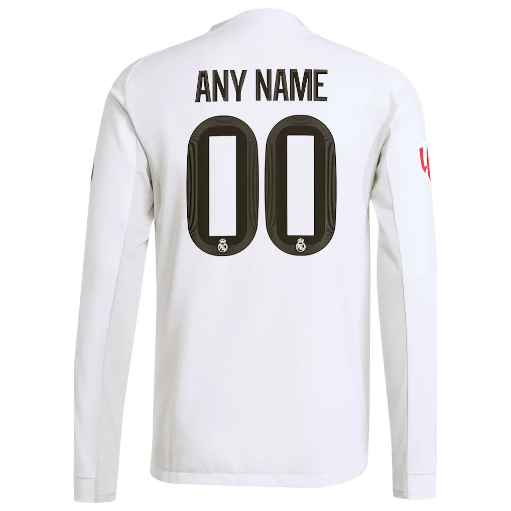 Real Madrid adidas 2025/26 Home Authentic Long Sleeve Custom Jersey - White