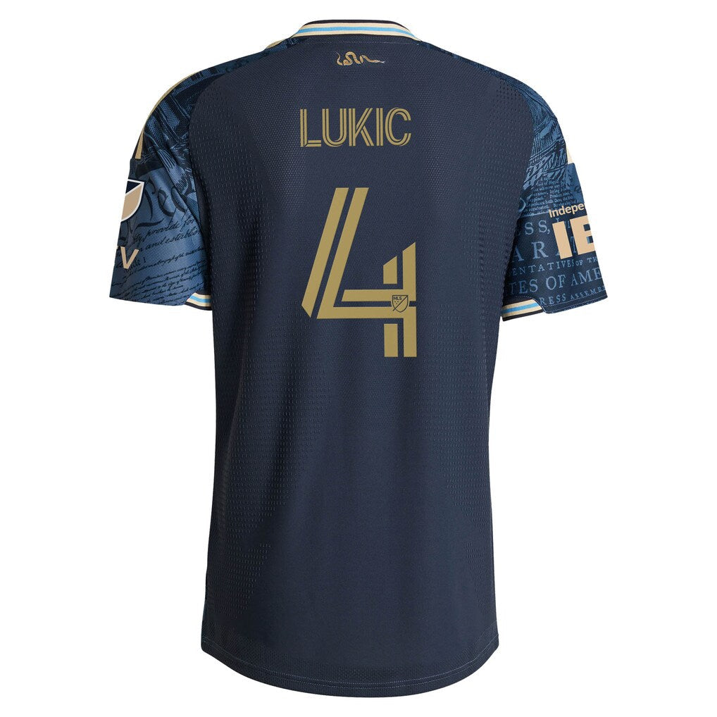 Jovan Lukić Philadelphia Union adidas 2026 1776 Kit On-Field Authentic Patch Jersey - Navy