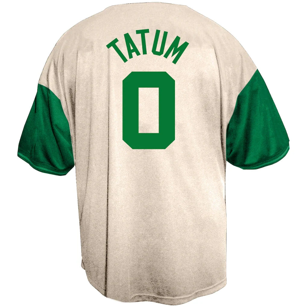 Jayson Tatum Boston Celtics Fanatics Baseball Jersey - Cream