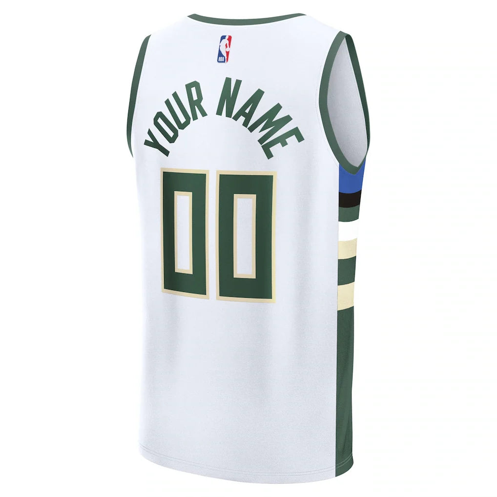 Milwaukee Bucks Fanatics Fast Break Custom Jersey - Association Edition - White