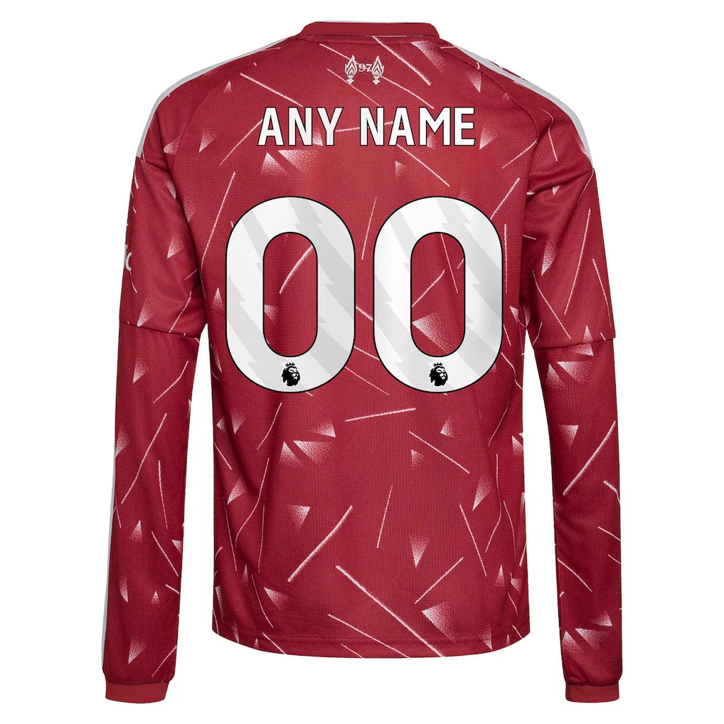 Liverpool adidas Youth 2026/27 Home Replica Long Sleeve Custom Jersey - Red