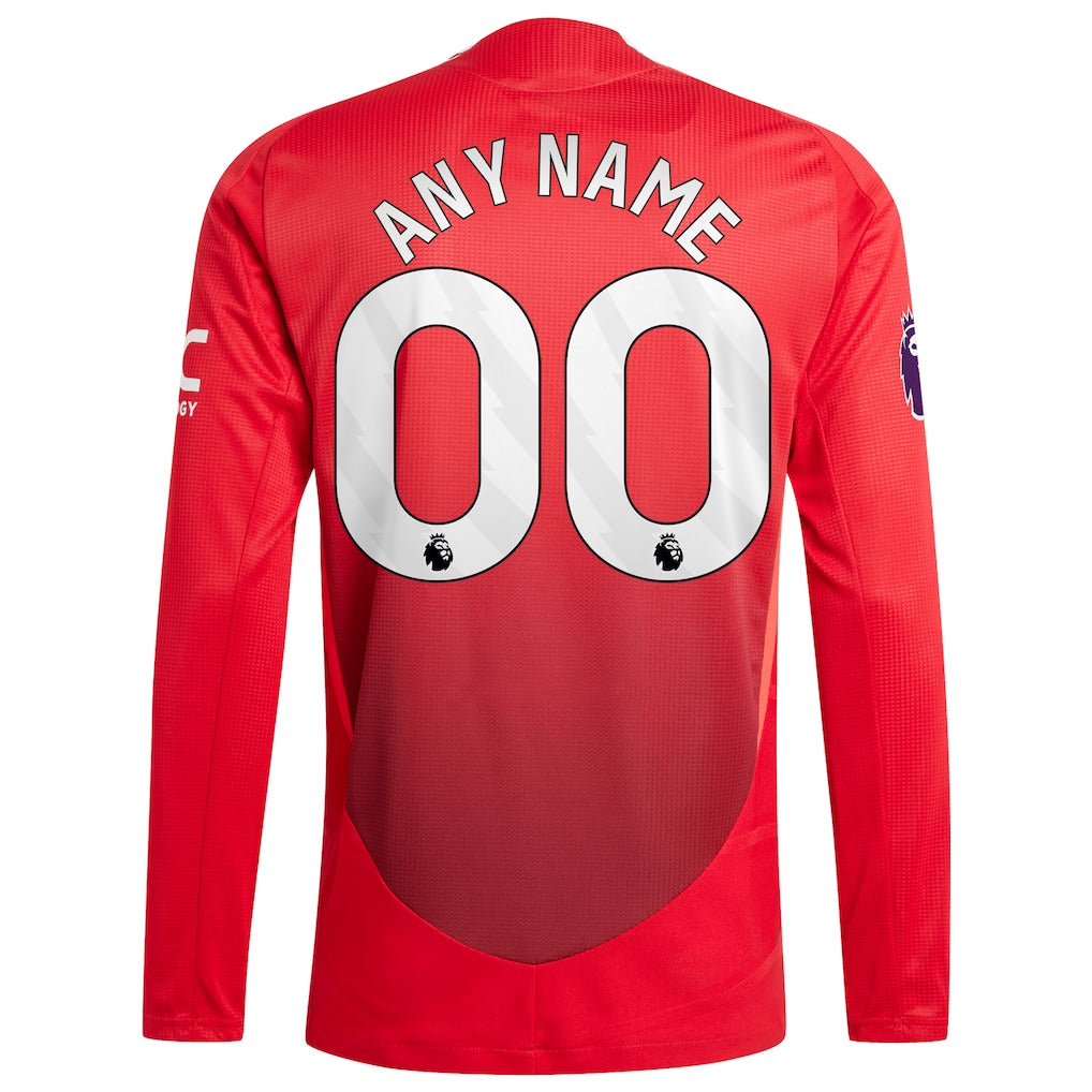 Manchester United adidas 2024/25 Home Authentic Custom Long Sleeve Jersey - Red