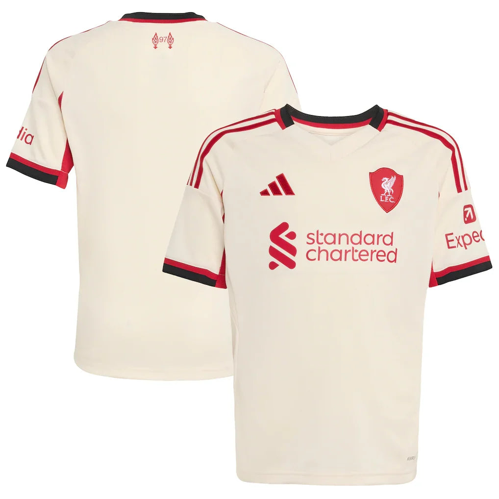 Liverpool adidas Youth 2025/26 Away Replica Jersey - White