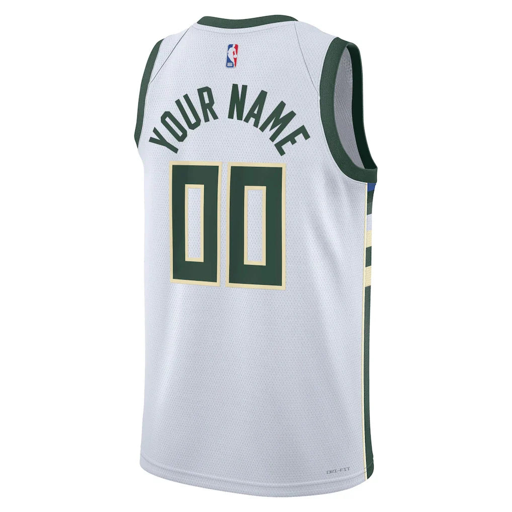 Milwaukee Bucks Nike Unisex Swingman Custom Jersey White - Association Edition