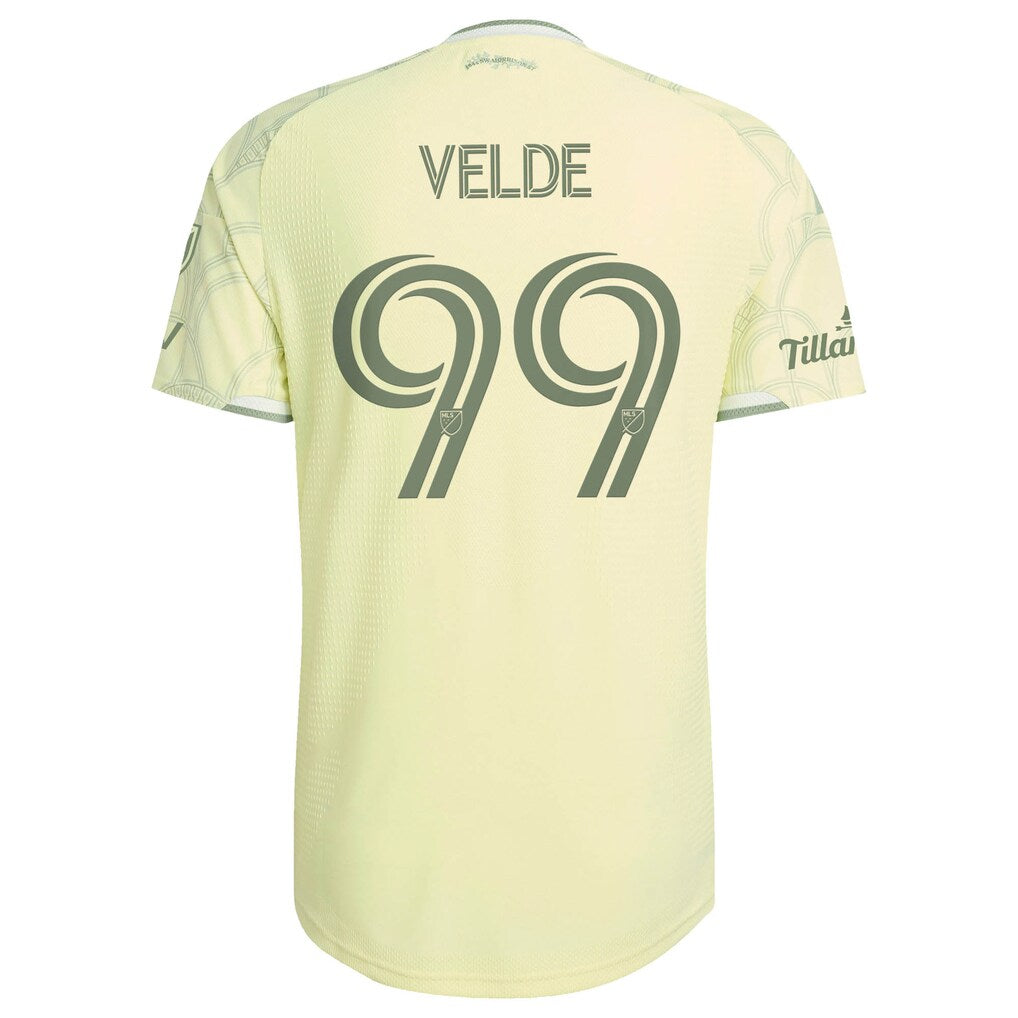 Kristoffer Velde Portland Timbers adidas 2026 Civic Stadium Kit On-Field Authentic Patch Jersey - Yellow