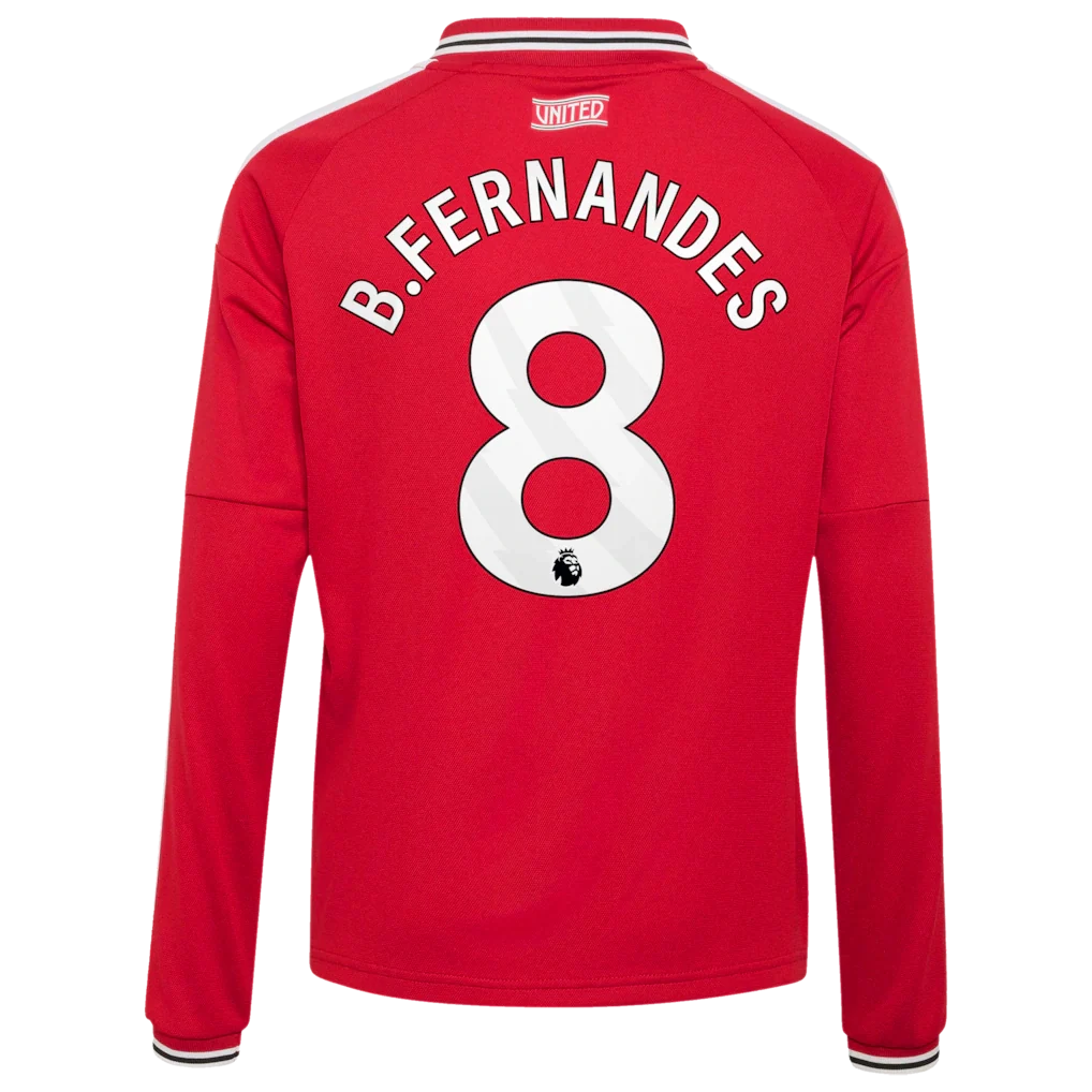 Bruno Fernandes Manchester United adidas Youth 2026/27 Home Replica Long Sleeve Jersey - Red