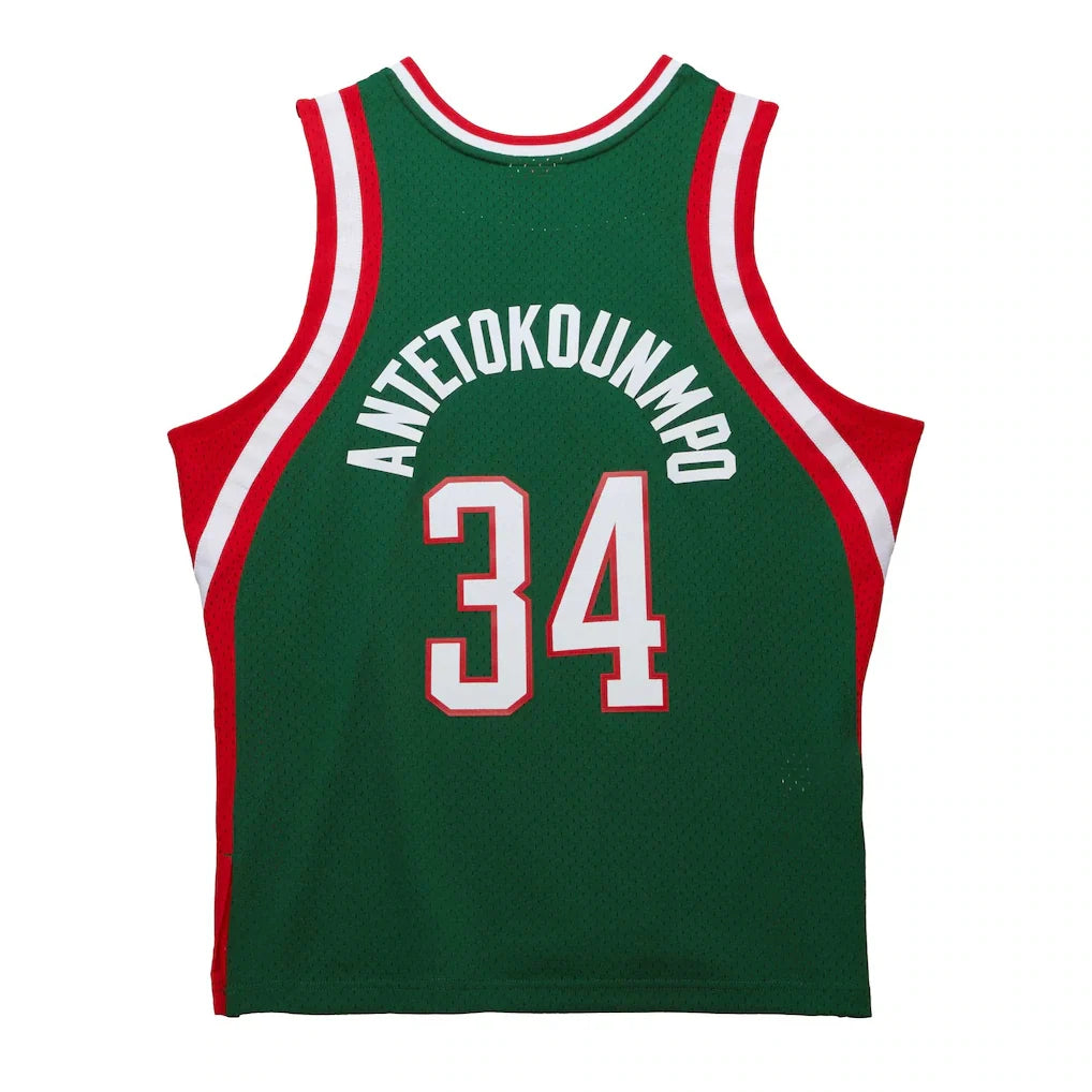 Giannis Antetokounmpo Milwaukee Bucks Mitchell & Ness 2013/14 Hardwood Classics Swingman Jersey - Hunter Green