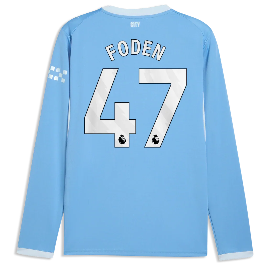 Phil Foden Manchester City Puma 2026/27 Home Replica Long Sleeve Jersey - Light Blue