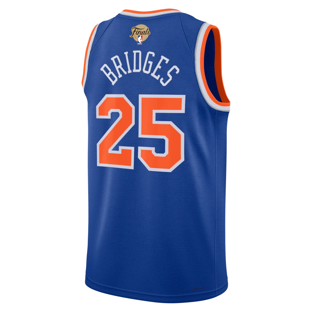 Mikal Bridges New York Knicks Nike Unisex 2026 NBA Finals Patch Swingman Jersey - Icon Edition - Blue