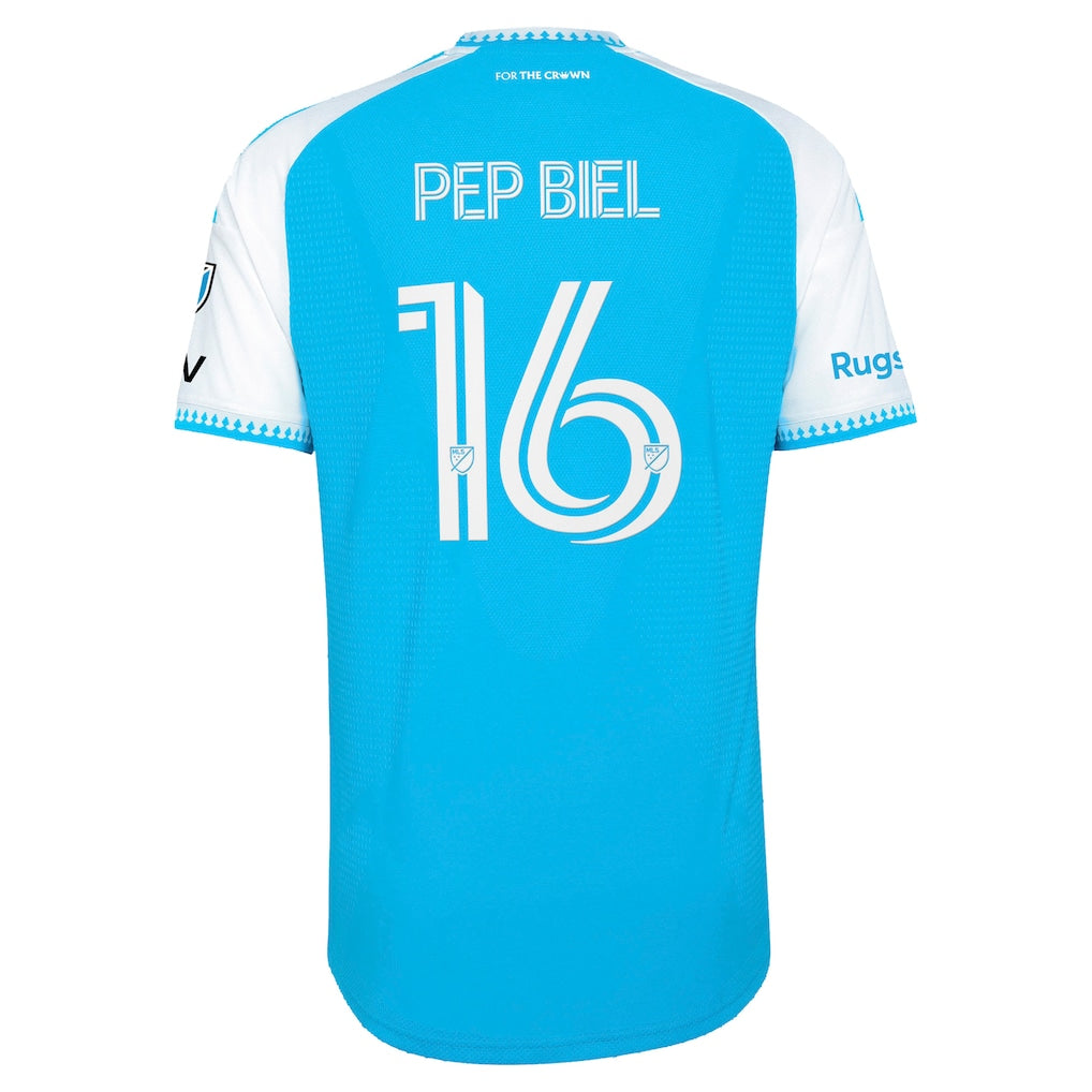 Pep Biel Charlotte FC adidas 2026 Carolina Kit: Crowns Up On-Field Authentic Patch Jersey - Blue