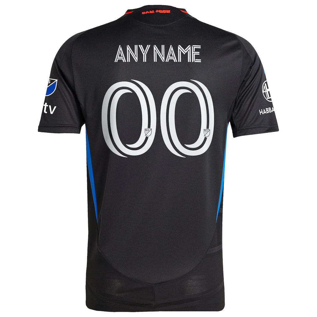 San Jose Earthquakes adidas 2025 Headliner Authentic Custom Jersey - Black
