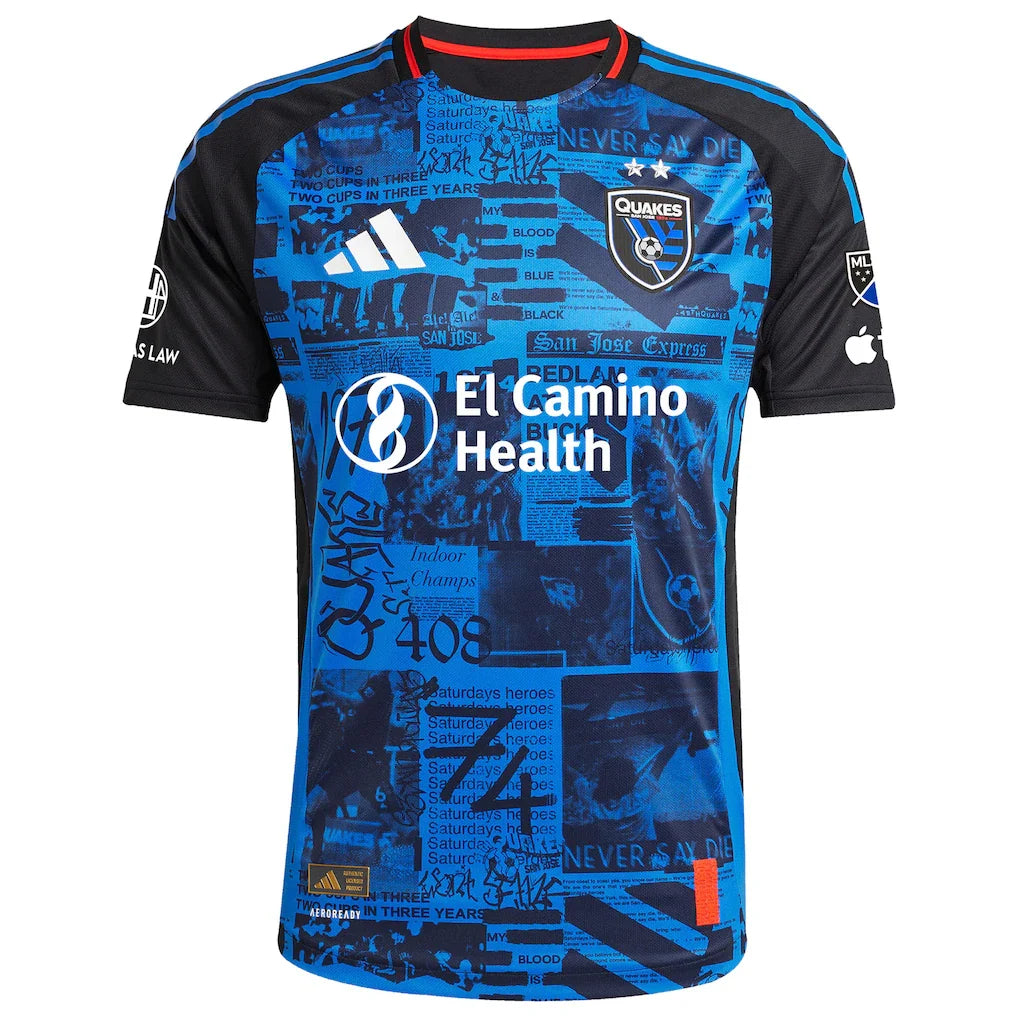 San Jose Earthquakes adidas 2025 Headliner Authentic Jersey - Black
