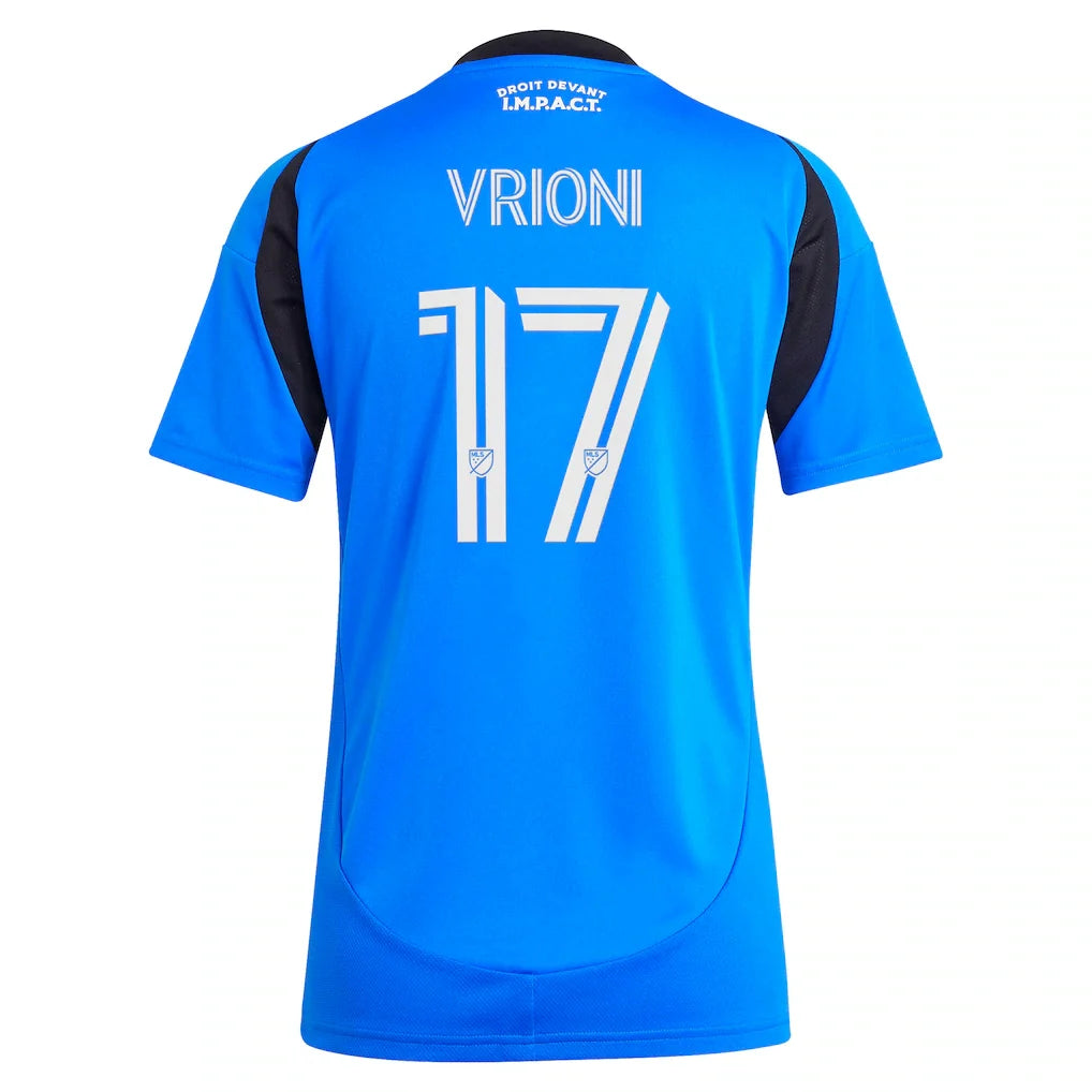Giacomo Vrioni CF Montreal adidas Women's 2025 Montréal Original Replica Player Jersey - Blue