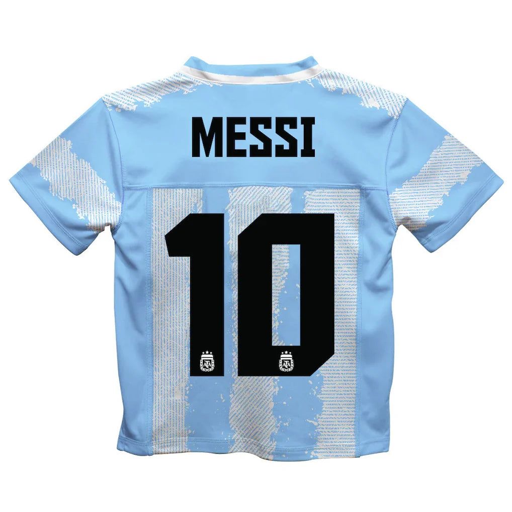 Lionel Messi Argentina National Team Vive La Fete Youth Painted Stripes Football Jersey - Light Blue