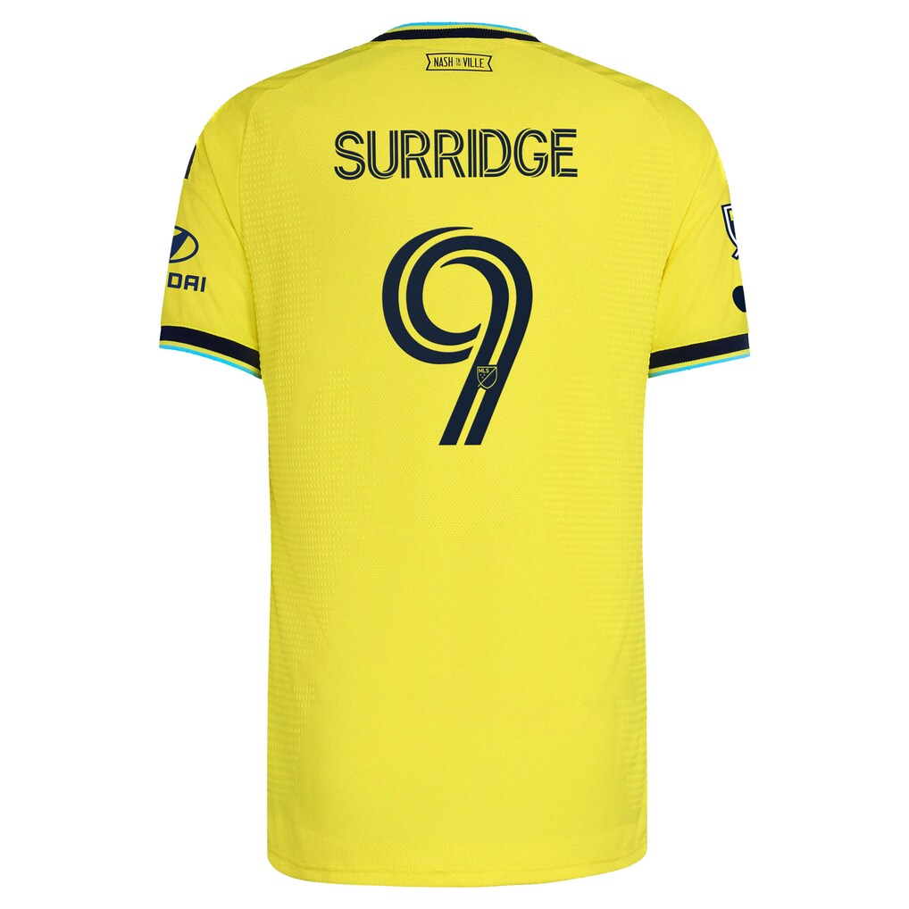 Sam Surridge Nashville SC adidas 2026 The Reverb Kit On-Field Authentic Patch Jersey - Yellow