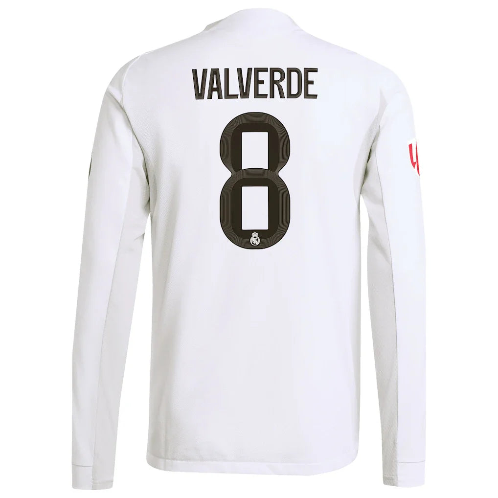 Federico Valverde Real Madrid adidas 2025/26 Home Authentic Long Sleeve Jersey - White
