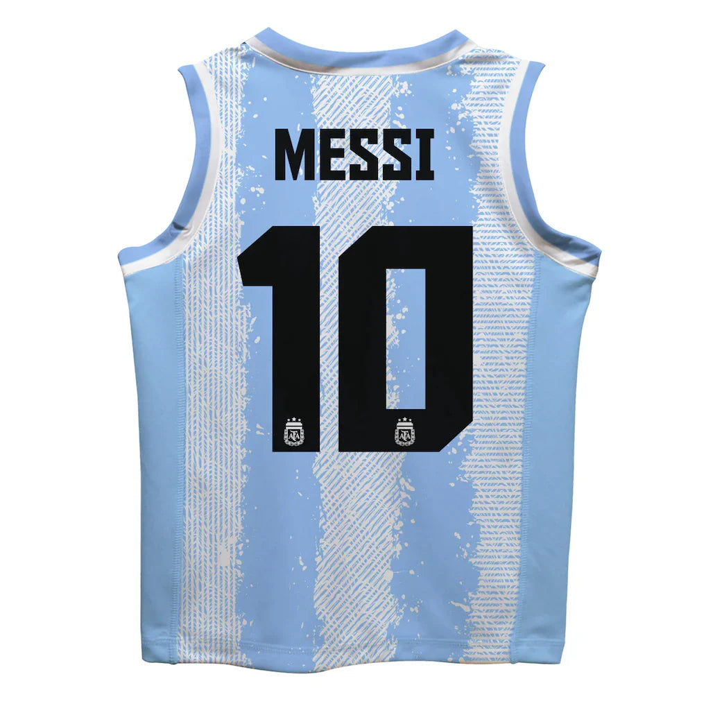 Lionel Messi Argentina National Team Vive La Fete  Mesh Basketball Jersey - Light Blue