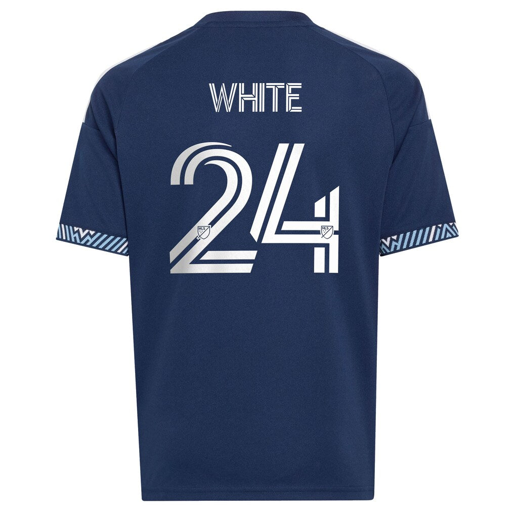 Brian White Vancouver Whitecaps FC adidas Youth  The Coastal Jersey Replica Jersey - Blue