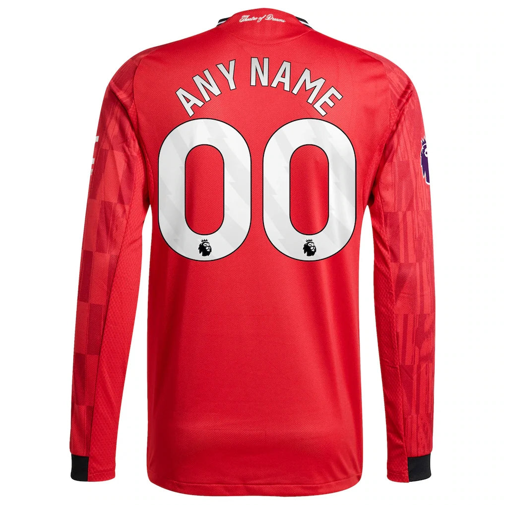 Manchester United adidas Home 2025/26 Custom Authentic Long Sleeve Jersey - Red