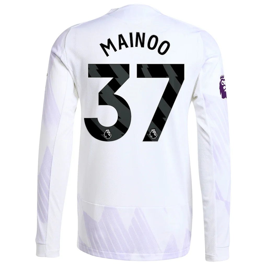 Kobbie Mainoo Manchester United adidas 2025/26 Away Authentic Long Sleeve Player Jersey - White