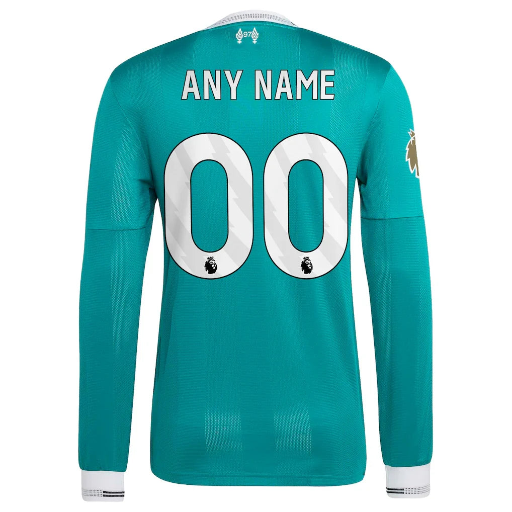 Liverpool adidas 2025/26 Third Authentic Long Sleeve Custom Jersey - Green