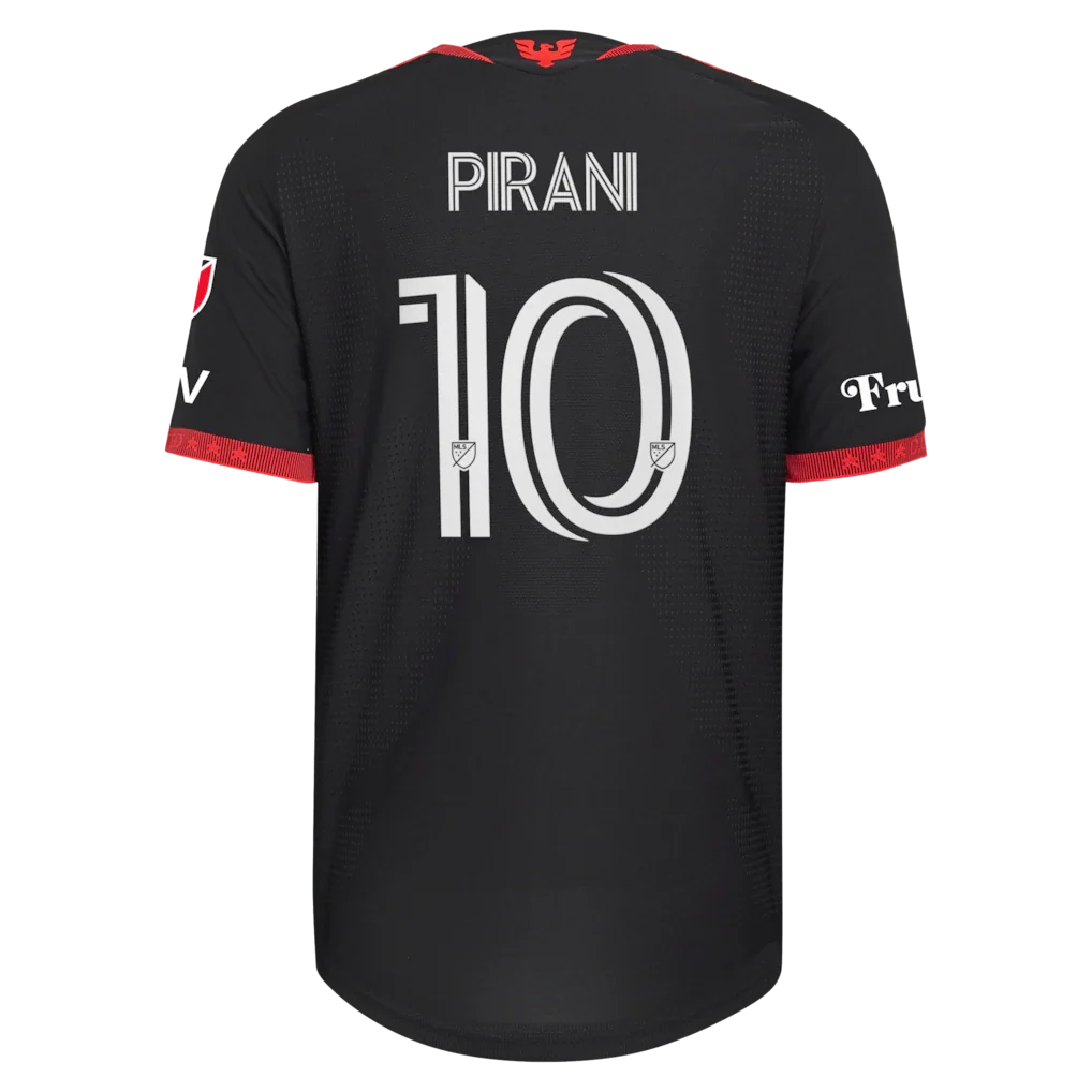 Gabriel Pirani D.C. United adidas  2026 Black-and-Red Kit On-Field Authentic Patch Jersey - Black