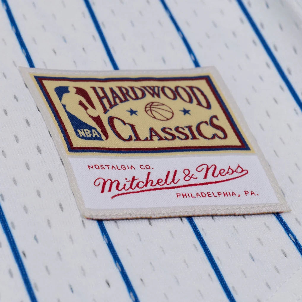 Philadelphia 76ers Mitchell & Ness Head Coach Pinstripe Mesh Full-Button Baseball Jersey - White